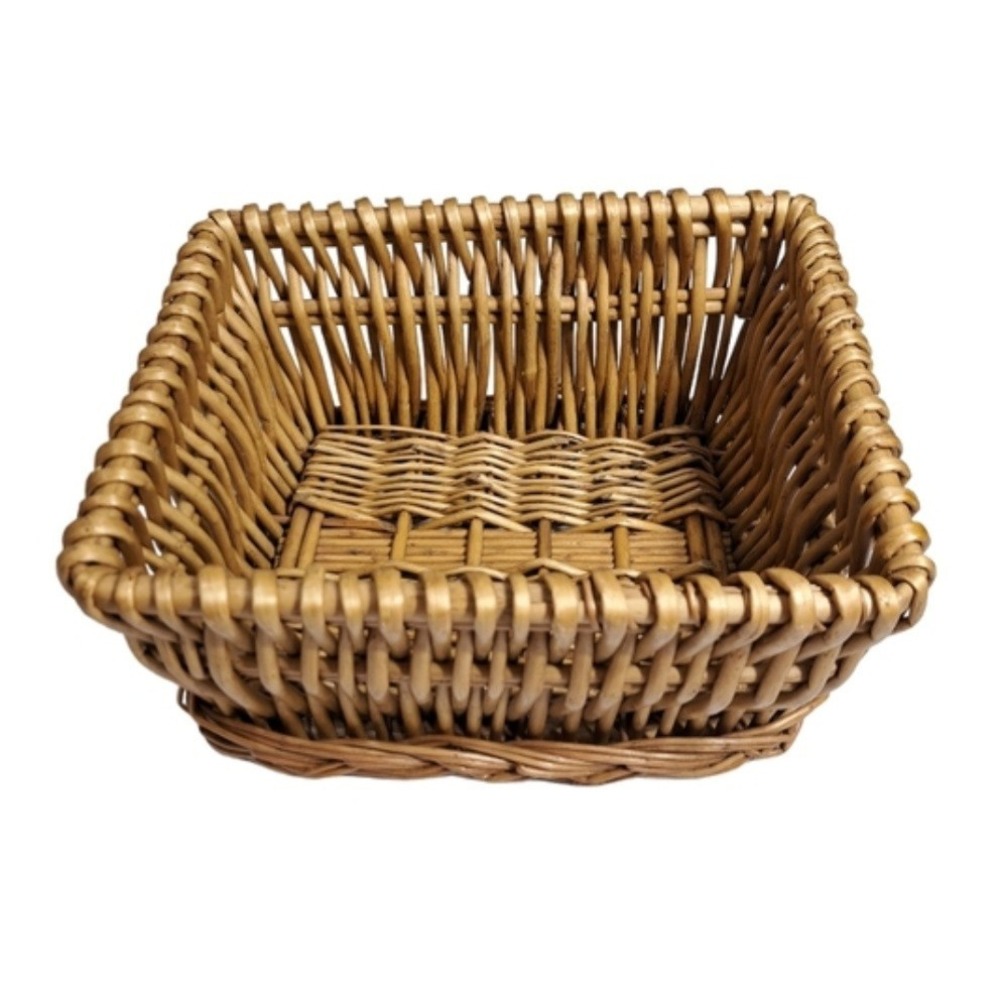 Rectangular Woven Wicker Storage Basket Brown Decorative